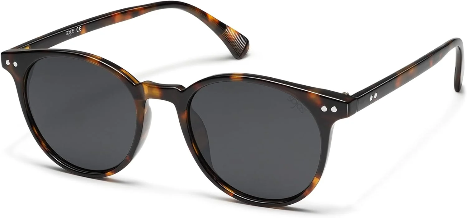 عینک آفتابی پلاریزه گرد کوچک کلاسیک SOJOS برای زنان و مردان، لنز UV400، مدل MAY SJ2113