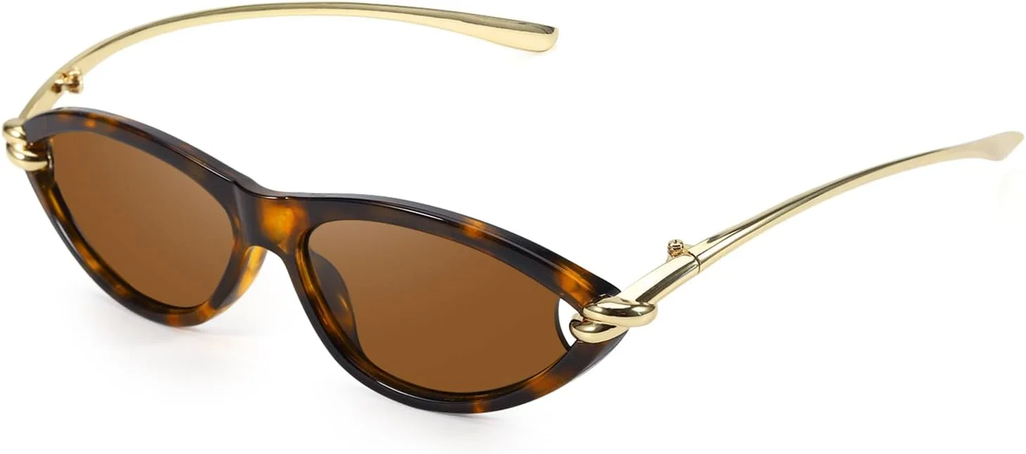 عینک آفتابی چشم گربه ای زنانه SODQW - عینک های آفتابی چشم گربه ای پلاریزه رترو با دسته های فلزی (مدل های فشن 2025)