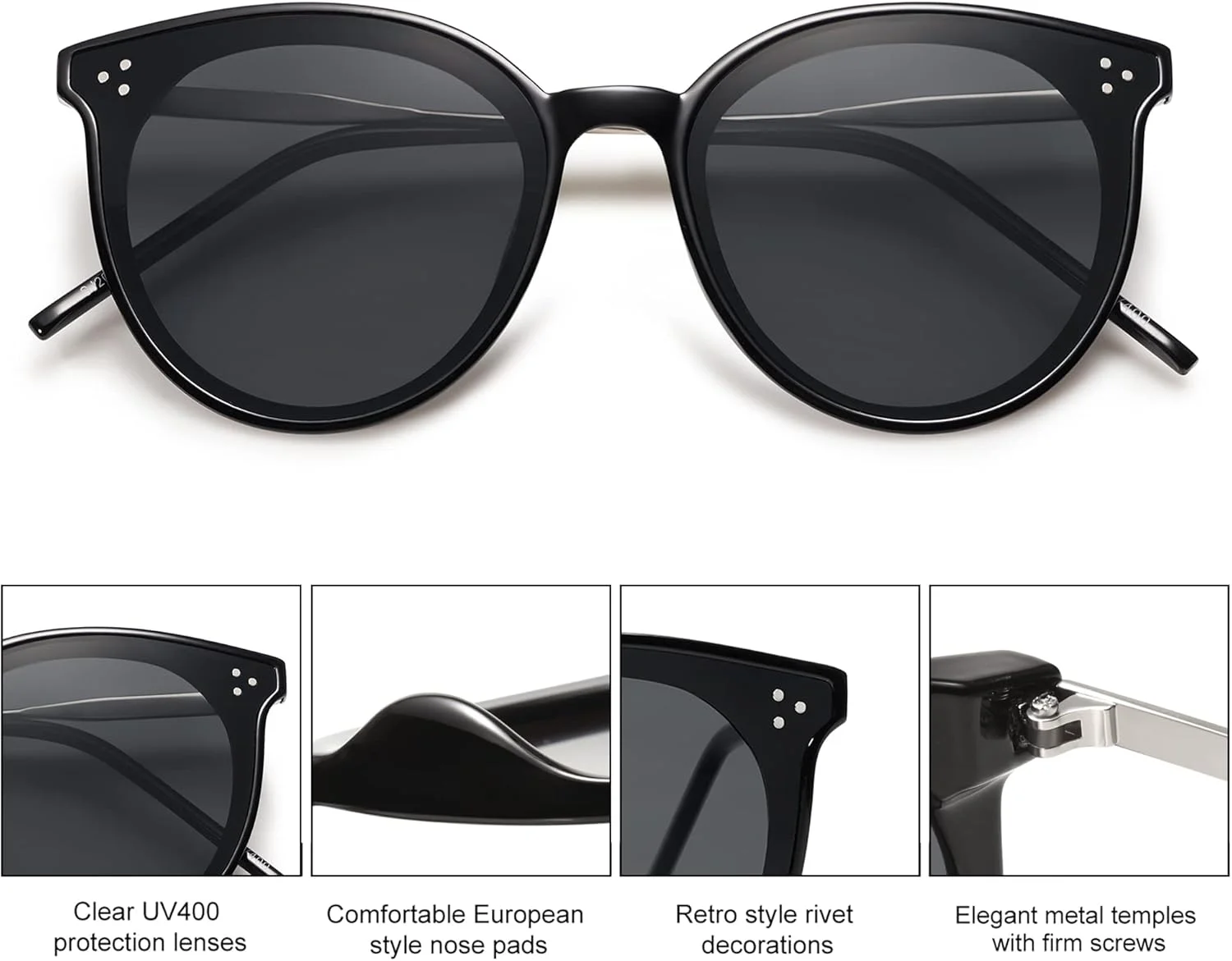 عینک آفتابی زنانه SOJOS مدل Dolphin Retro Vintage، عینک گربهای گرد بزرگ با محافظت UV 400 و لولای فنری، به همراه دستمال و کیف عینک عینک آفتابی زنانه SOJOS مدل Dolphin Retro Vintage، عینک گربهای گرد بزرگ با محافظت UV 400 و لولای فنری، به همراه دستمال و کیف عینک