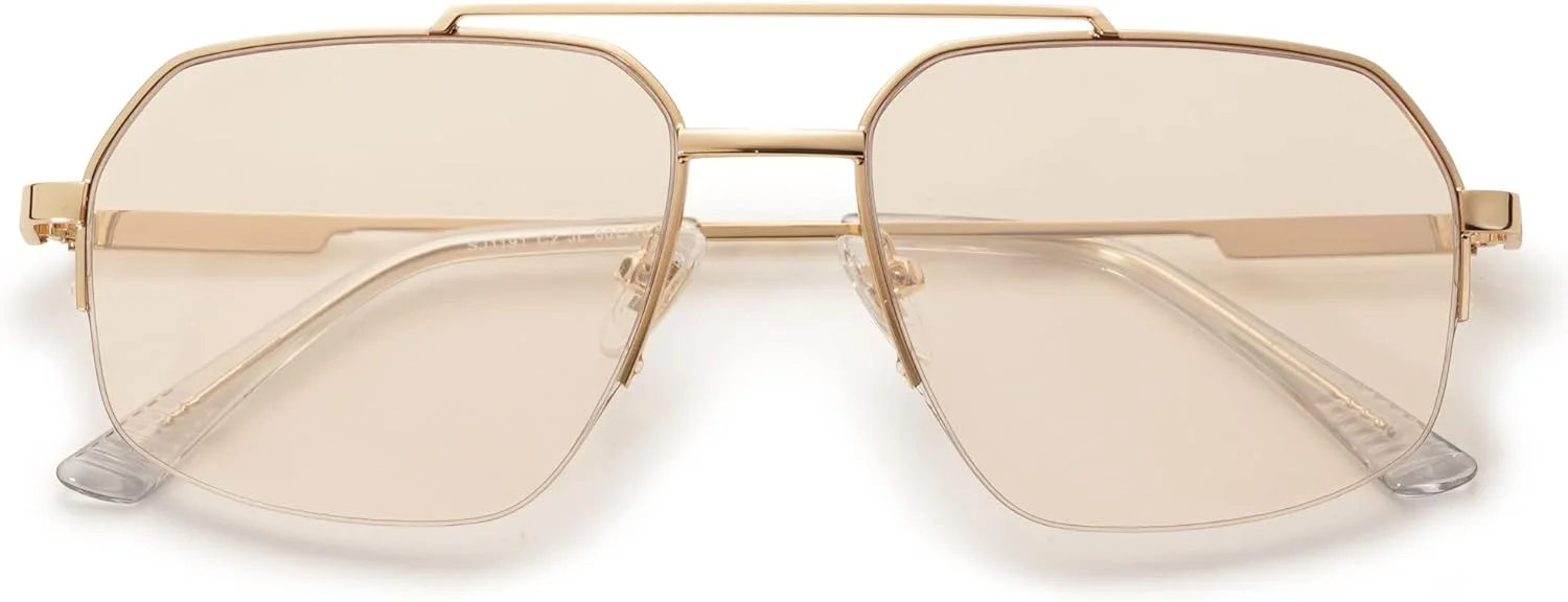 عینک آفتابی خلبانی شیک SOJOS مردانه زنانه رترو با پل دوتایی فلزی نیمه بدون قاب Lentes De Sol Para Mujer SJ1191