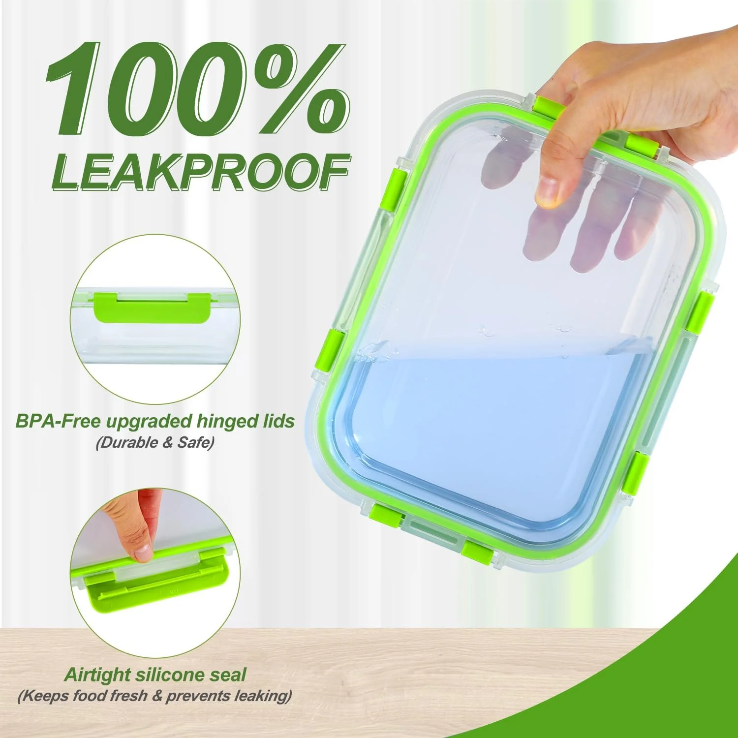 ظروف آماده سازی غذا لیلیوم، بسته 10 عددی شیشه ای، کنترل وعده، ظروف شیشه ای درب دار و ضد هوا مناسب مایکروویو و فریزر (370 میلی لیتر و 1040 میلی لیتر)