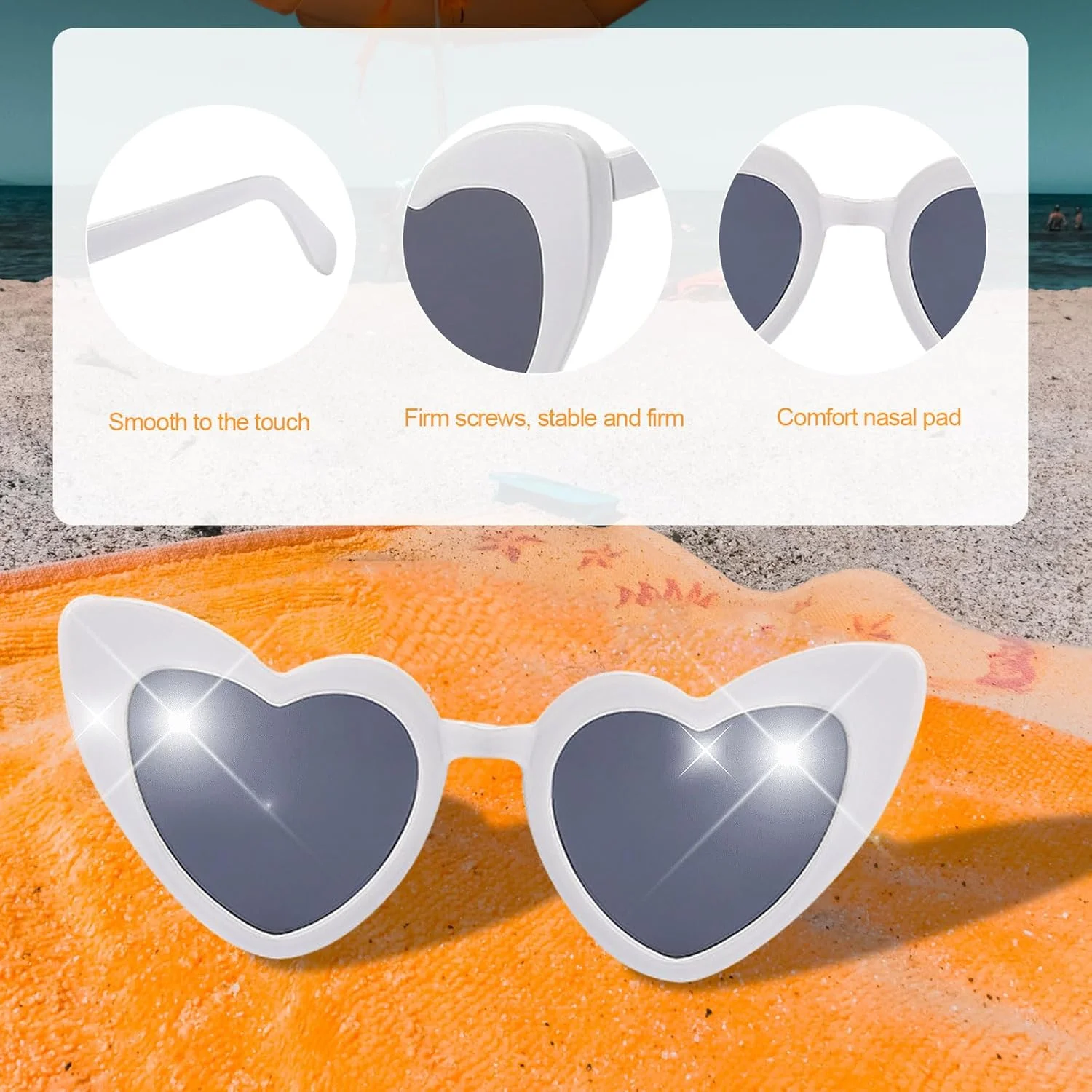 عینک آفتابی قلبی شکل SKHAOVS بسته 4 عددی، عینک های رترو دهه 70، عینک آفتابی قلبی، عینک های گربه ای وینتیج، عینک آفتابی فستیوالی، UV400