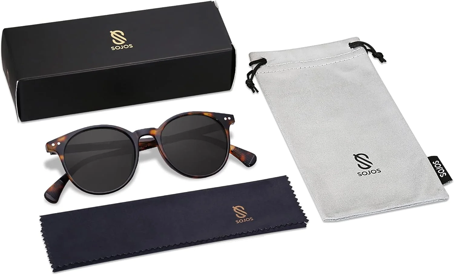 عینک آفتابی پلاریزه گرد کوچک کلاسیک SOJOS برای زنان و مردان، لنز UV400، مدل MAY SJ2113