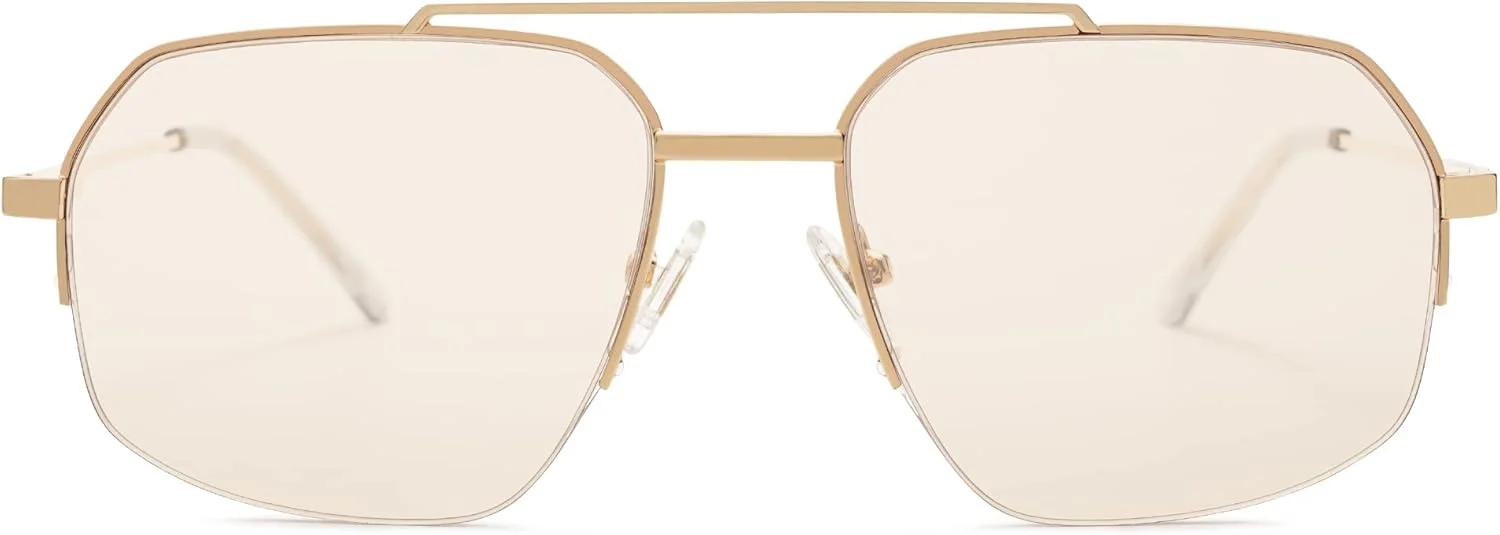 عینک آفتابی خلبانی شیک SOJOS مردانه زنانه رترو با پل دوتایی فلزی نیمه بدون قاب Lentes De Sol Para Mujer SJ1191