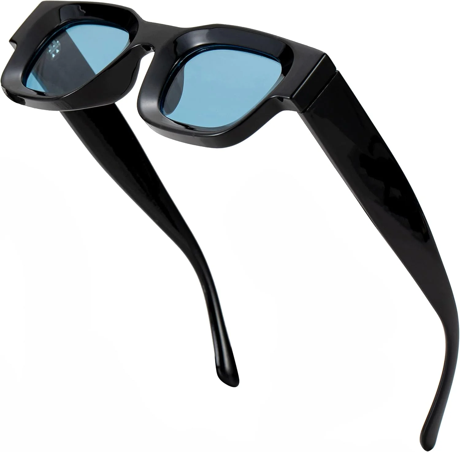 عینک آفتابی مستطیلی پلاریزه Teumire رترو برای صورت های کوچک، زنان و مردان، عینک های مربعی ضخیم با محافظت UV400 عینک آفتابی مستطیلی پلاریزه Teumire رترو برای صورت های کوچک، زنان و مردان، عینک های مربعی ضخیم با محافظت UV400