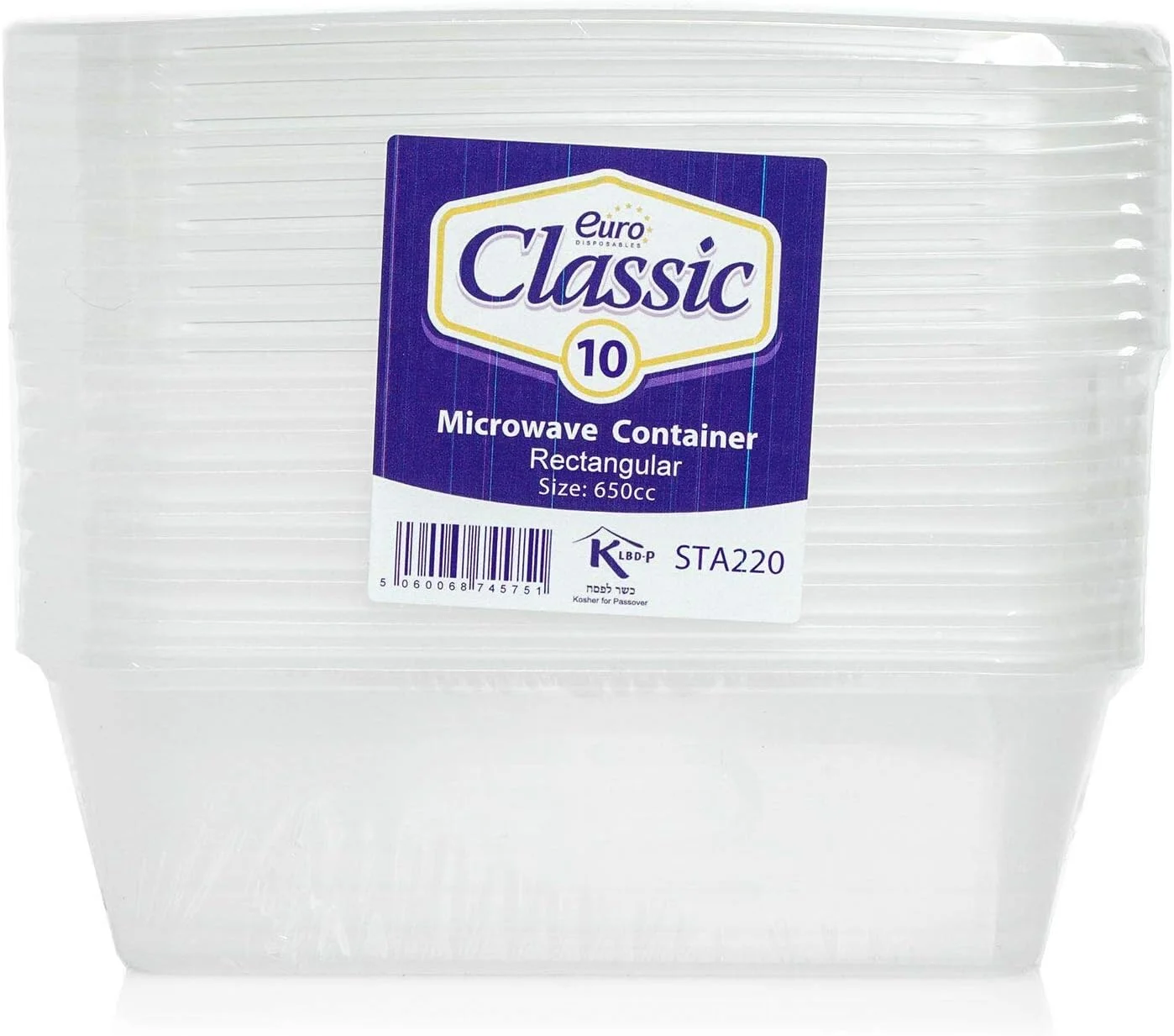 ظروف پلاستیکی غذا یورو کلاسیک 20 عددی به همراه درب | ظرف غذای بیرون بر مناسب آماده سازی غذا ~ قابل استفاده در مایکروویو، فریزر و ماشین ظرفشویی ~ بادوام ~ شفاف (650 میلی لیتر)