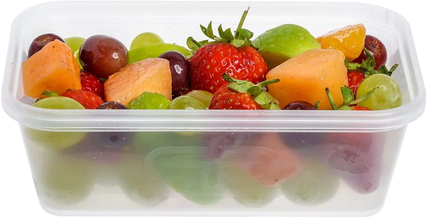 ظروف پلاستیکی غذا یورو کلاسیک 20 عددی به همراه درب | ظرف غذای بیرون بر مناسب آماده سازی غذا ~ قابل استفاده در مایکروویو، فریزر و ماشین ظرفشویی ~ بادوام ~ شفاف (650 میلی لیتر)