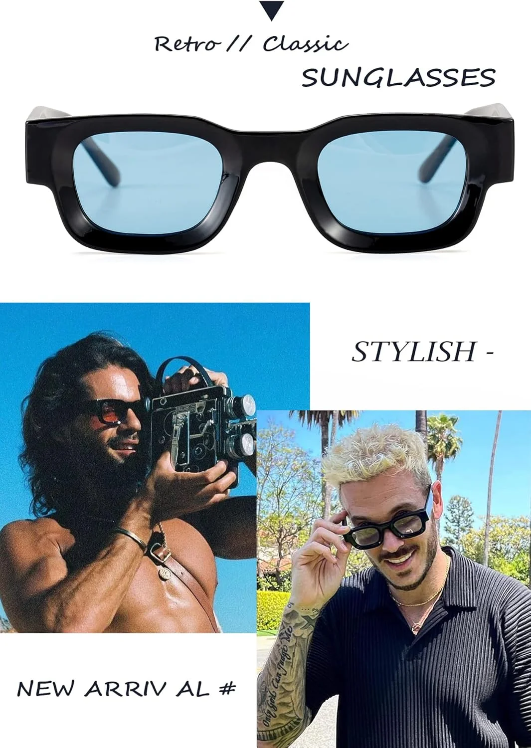 عینک آفتابی مستطیلی پلاریزه Teumire رترو برای صورت های کوچک، زنان و مردان، عینک های مربعی ضخیم با محافظت UV400