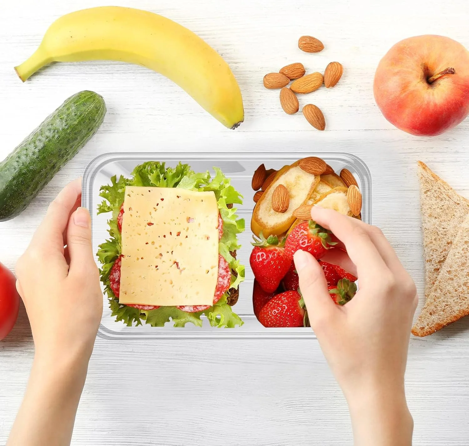 ظرف غذای پلاستیکی اکسفور با درب، ظروف ناهار یکبار مصرف شفاف، 50 عدد ظرف نگهداری مواد غذایی 25 اونسی قابل چیدن، ضد نشت برای سالاد و میان وعده، قابل استفاده در مایکروویو، ماشین ظرفشویی و فریزر