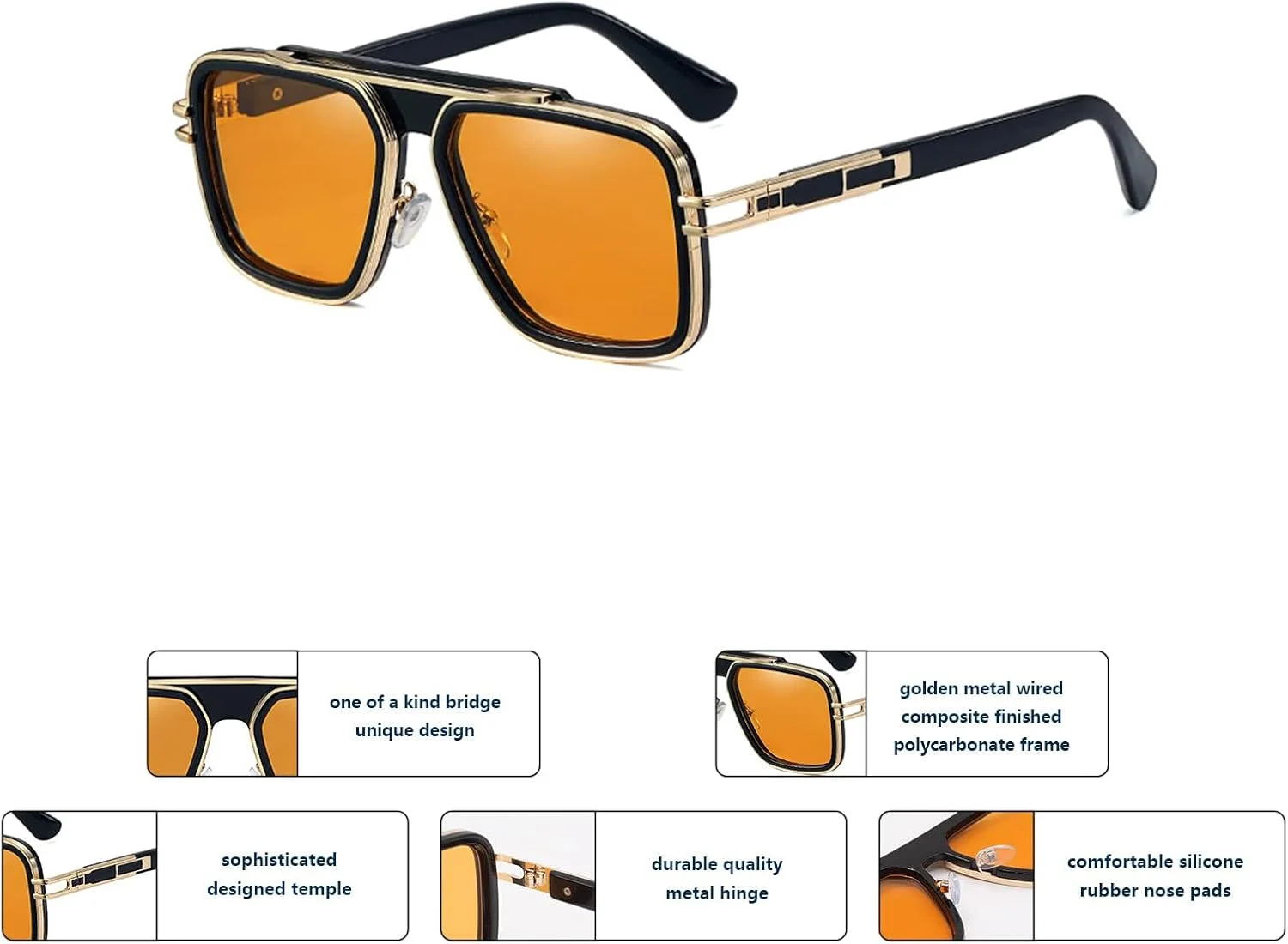 عینک آفتابی رترو شیک TERRIFI، عینک آفتابی خلبانی، عینک فلزی مربعی مد ایتالیایی دهه 70 برای مردان و زنان، مناسب سفر، ساحل و مد