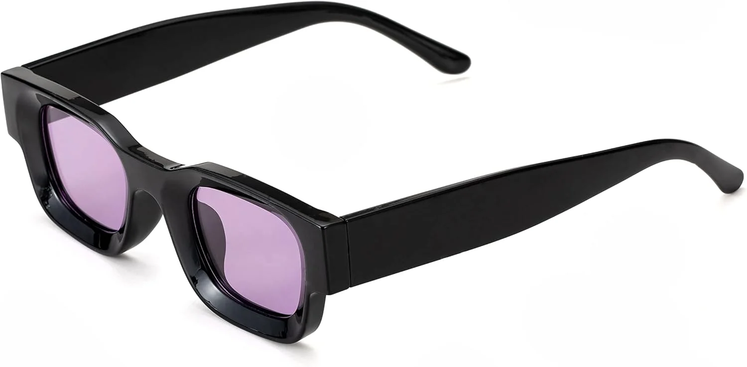 عینک آفتابی مستطیلی پلاریزه Teumire رترو برای صورت های کوچک، زنانه و مردانه، عینک های مربعی ضخیم با محافظت UV400