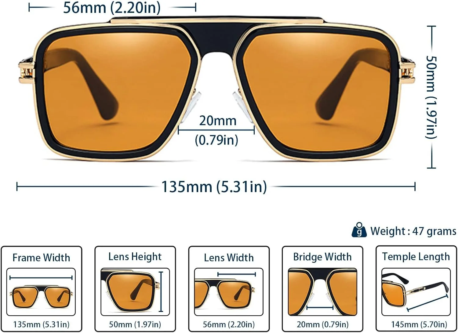 عینک آفتابی رترو شیک TERRIFI، عینک آفتابی خلبانی، عینک فلزی مربعی مد ایتالیایی دهه 70 برای مردان و زنان، مناسب سفر، ساحل و مد