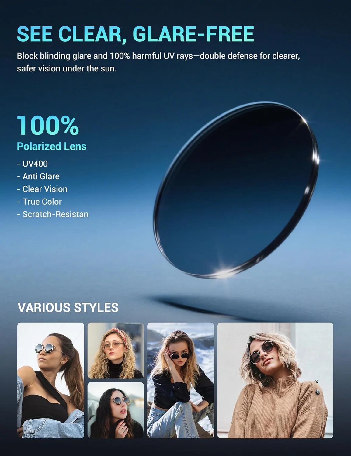 عینک آفتابی فتوکرومیک مسدود کننده نور آبی TIJN، ضد خستگی چشم و UVA/UVB برای زنان و مردان عینک آفتابی فتوکرومیک مسدود کننده نور آبی TIJN، ضد خستگی چشم و UVA/UVB برای زنان و مردان