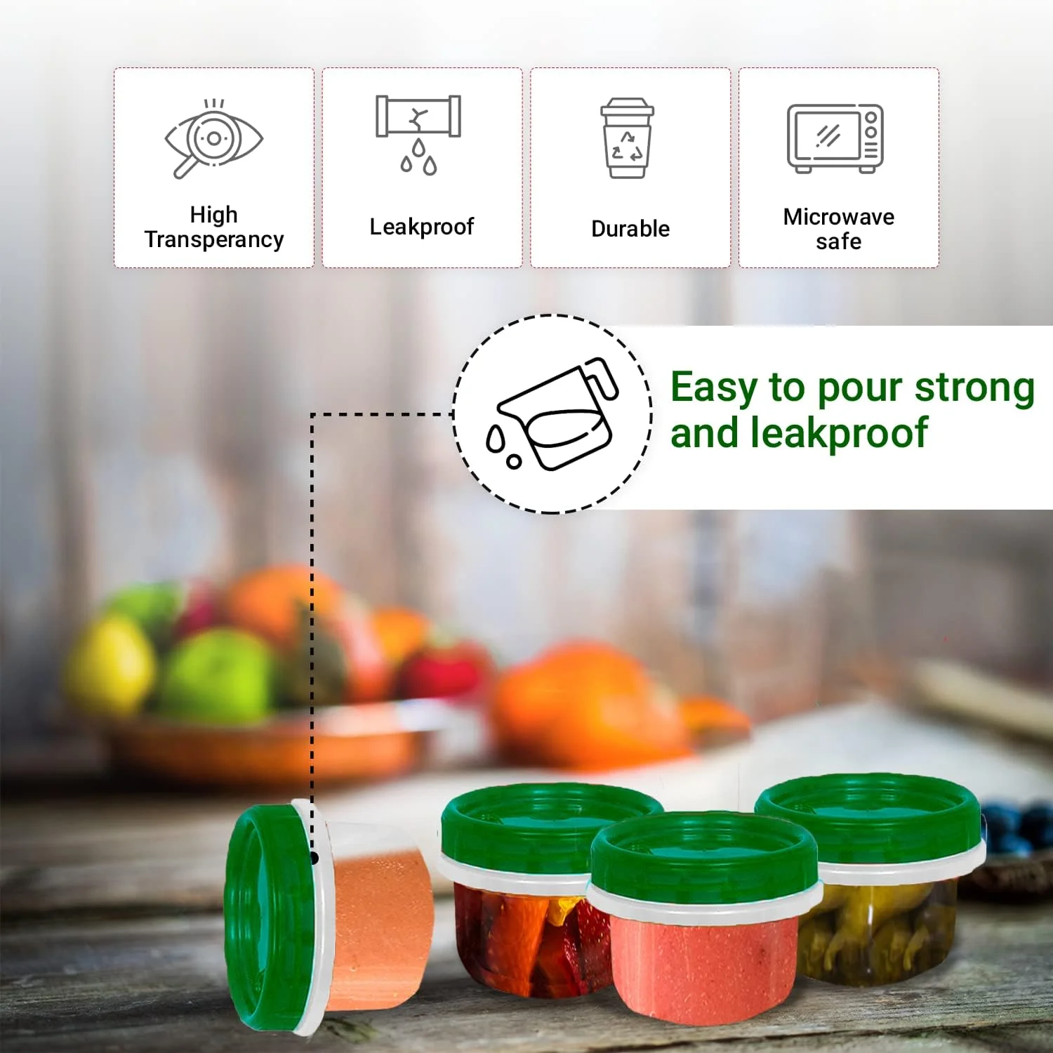 [سبز - بسته 12 عددی] ظروف درب دار دلی با درب های قفل چرخشی، ظروف شفاف نگهداری مواد غذایی برای آماده سازی وعده های غذایی، میان وعده ها و باقیمانده غذا، قابل استفاده در فریزر و مایکروویو، قابل چیدن روی هم، مقاوم در برابر نشت و قابل حمل، 12 تکه