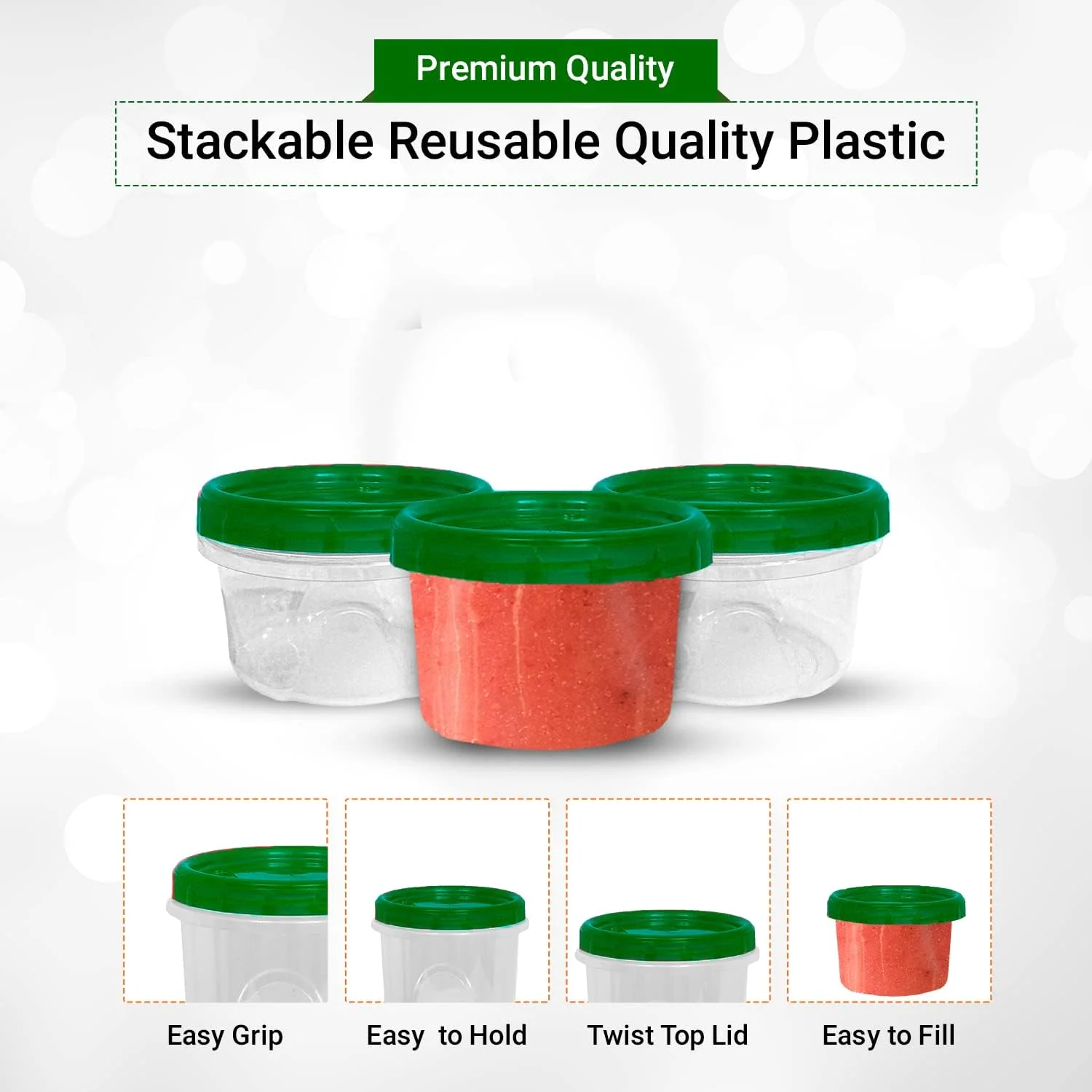 [سبز - بسته 12 عددی] ظروف دلی درب دار با درب های قفل چرخشی، ظروف شفاف نگهداری مواد غذایی برای آماده سازی وعده های غذایی، میان وعده ها و باقیمانده غذا، قابل استفاده در فریزر و مایکروویو، قابل چیدن روی هم، مقاوم در برابر نشت و مجموعه 12 عددی (473 میلی لیتر)