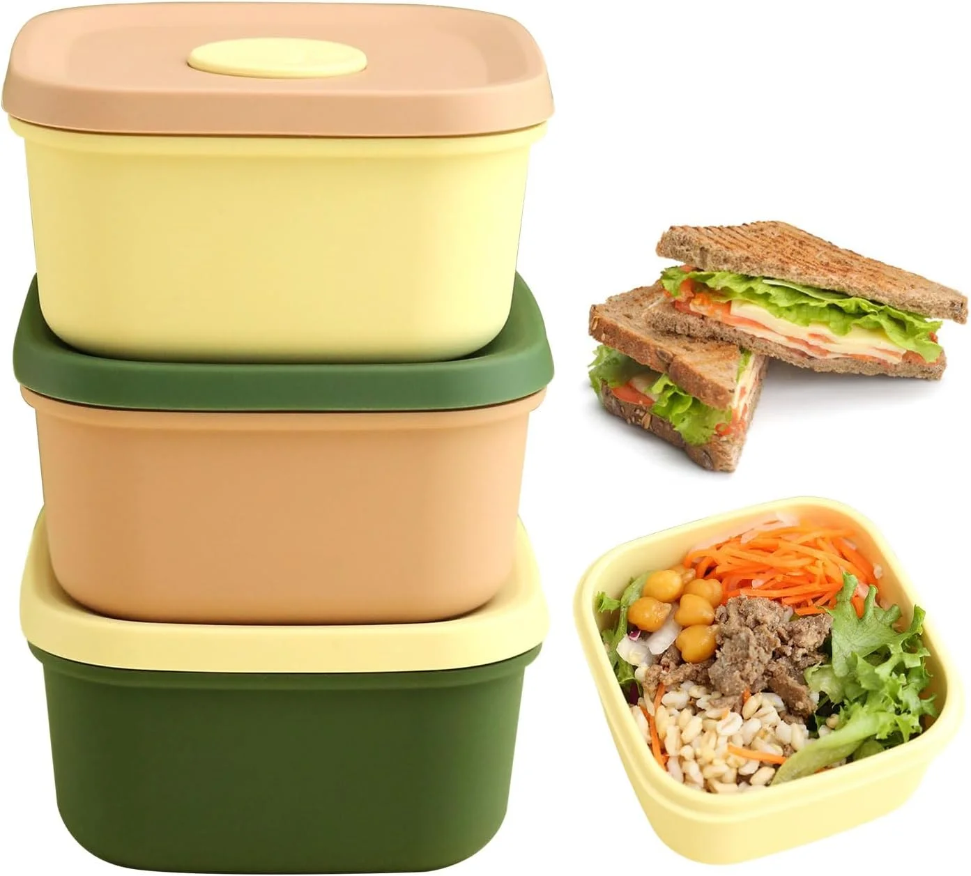 ظروف سیلیکونی نگهداری غذا HouseTip، 300 میلی لیتر، 3 عدد در 1 ست، سیلیکون درجه یک بدون BPA با درب سوراخ دار بخار، قابل شستشو در ماشین ظرفشویی، قابل استفاده در مایکروویو و فریزر، استفاده نیمه دائمی، درجه غذایی، FDA