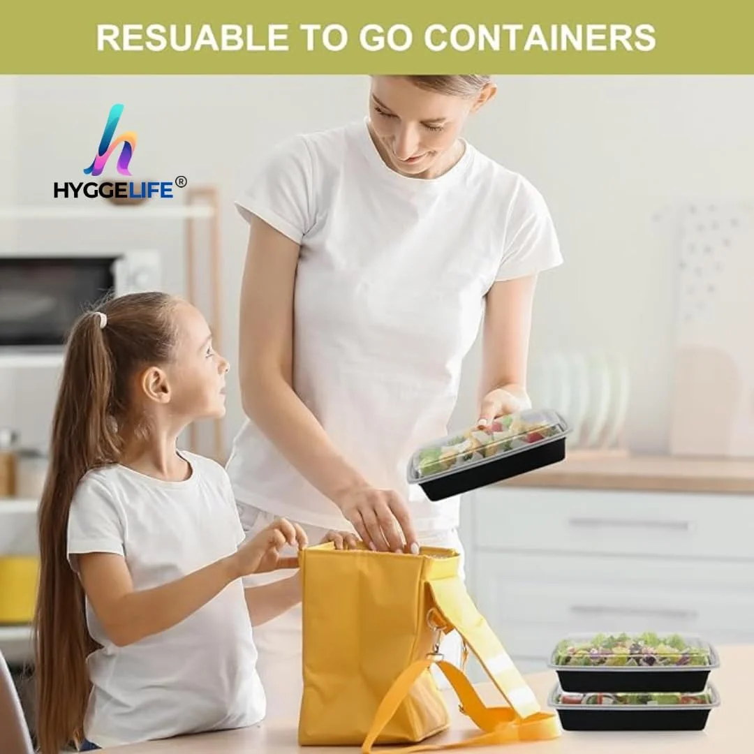 ظروف مستطیلی یکبار مصرف مایکروویو Hyggelife® همراه با درب، 473 میلی لیتر، بسته 50 عددی ظروف مستطیلی یکبار مصرف مایکروویو Hyggelife® همراه با درب، 473 میلی لیتر، بسته 50 عددی