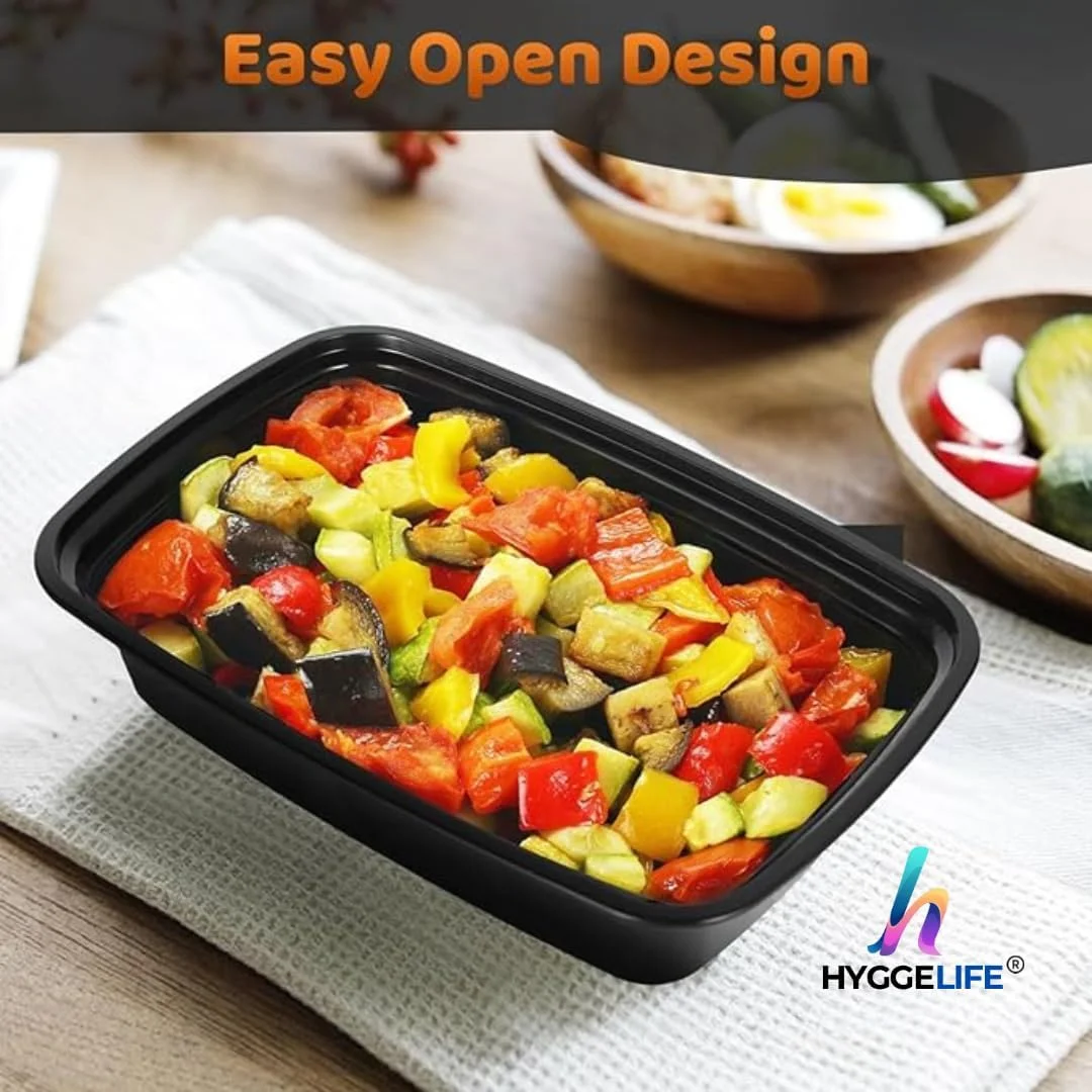 ظروف مستطیلی یکبار مصرف مایکروویو Hyggelife® همراه با درب، 473 میلی لیتر، بسته 50 عددی ظروف مستطیلی یکبار مصرف مایکروویو Hyggelife® همراه با درب، 473 میلی لیتر، بسته 50 عددی