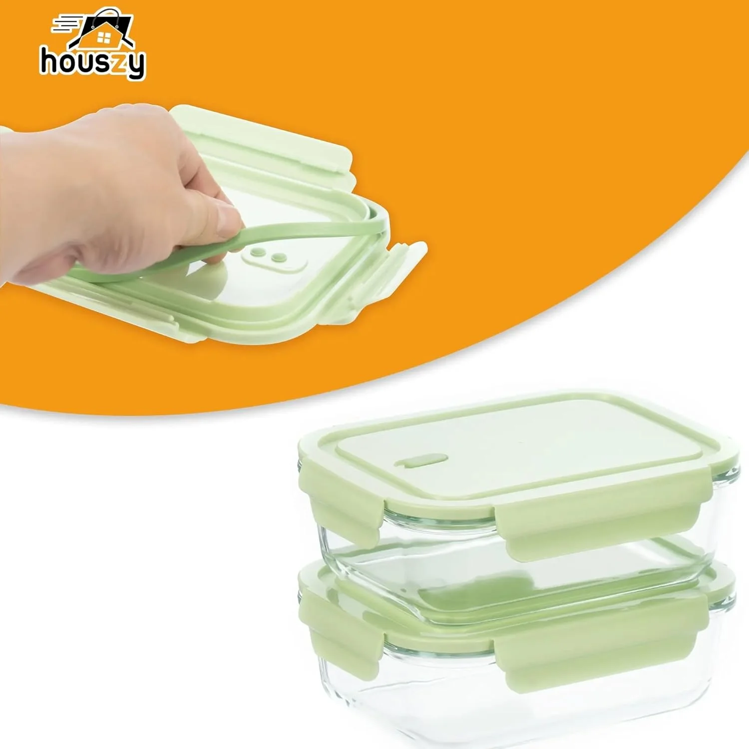 ظروف شیشه ای غذا HOUSZY با درب های دریچه دار - بسته 5 عددی - سبز نعنایی - قفل فشاری ضد نشت، جعبه های آماده سازی غذا بوروسیلیکات، قابل استفاده در مایکروویو و فریزر، بدون BPA ظروف شیشه ای غذا HOUSZY با درب های دریچه دار - بسته 5 عددی - سبز نعنایی - قفل فشاری ضد نشت، جعبه های آماده سازی غذا بوروسیلیکات، قابل استفاده در مایکروویو و فریزر، بدون BPA