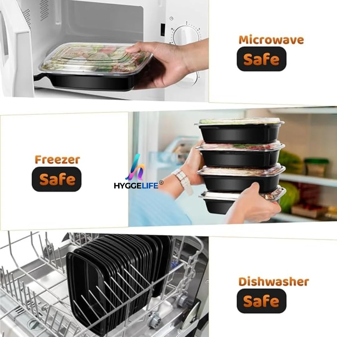 ظروف مستطیلی یکبار مصرف مایکروویو Hyggelife® همراه با درب، 473 میلی لیتر، بسته 50 عددی ظروف مستطیلی یکبار مصرف مایکروویو Hyggelife® همراه با درب، 473 میلی لیتر، بسته 50 عددی