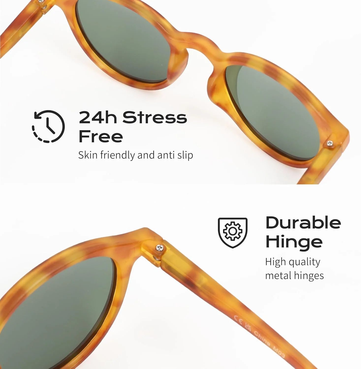 عینک آفتابی پلاریزه ZENOTTIC، عینک آفتابی گرد کلاسیک رترو، فریم UV400 مردانه زنانه