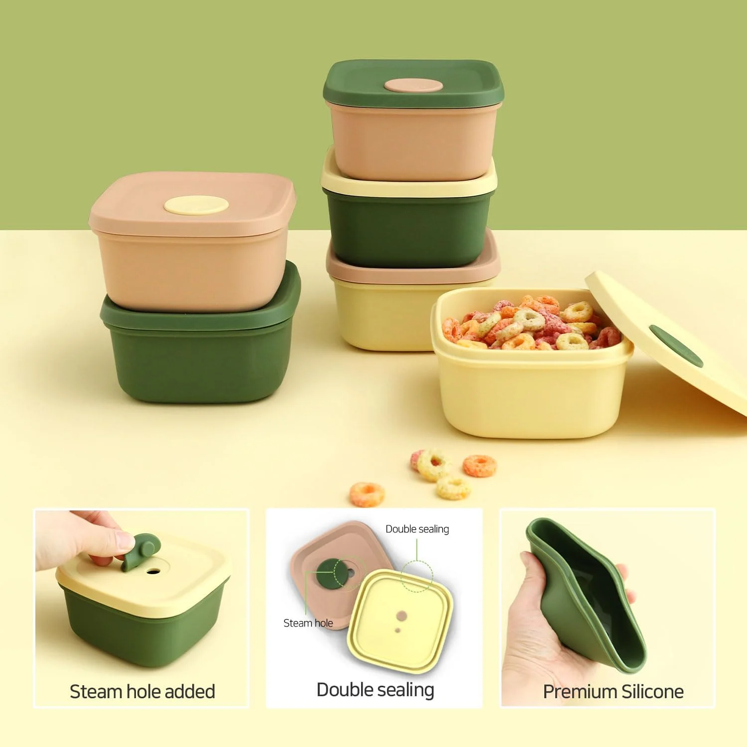 ظروف سیلیکونی نگهداری غذا HouseTip، 300 میلی لیتر، 3 عدد در 1 ست، سیلیکون درجه یک بدون BPA با درب سوراخ دار بخار، قابل شستشو در ماشین ظرفشویی، قابل استفاده در مایکروویو و فریزر، استفاده نیمه دائمی، درجه غذایی، FDA ظروف سیلیکونی نگهداری غذا HouseTip، 300 میلی لیتر، 3 عدد در 1 ست، سیلیکون درجه یک بدون BPA با درب سوراخ دار بخار، قابل شستشو در ماشین ظرفشویی، قابل استفاده در مایکروویو و فریزر، استفاده نیمه دائمی، درجه غذایی، FDA