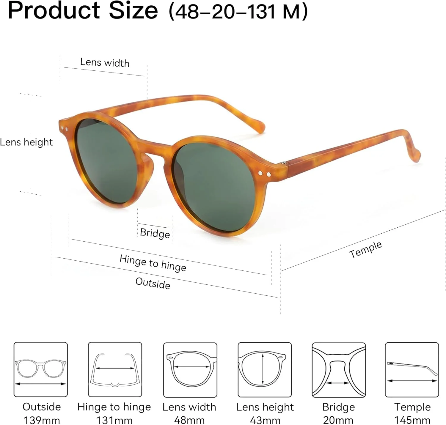 عینک آفتابی پلاریزه ZENOTTIC، عینک آفتابی گرد کلاسیک رترو، فریم UV400 مردانه زنانه