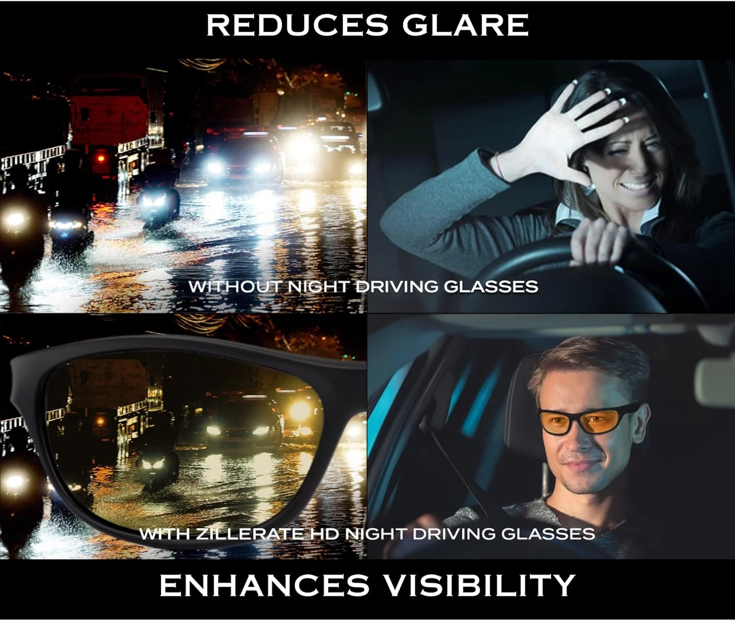 عینک رانندگی در شب ZILLERATE ضد تابش نور - لنزهای پلاریزه نورهای خیره کننده چراغ های جلو را فیلتر می کنند، مناسب آقایان و بانوان، لنز دید HD با رنگ زرد، فریم TR90 سبک و راحت، لوازم جانبی و کیف سخت شیک عینک رانندگی در شب ZILLERATE ضد تابش نور - لنزهای پلاریزه نورهای خیره کننده چراغ های جلو را فیلتر می کنند، مناسب آقایان و بانوان، لنز دید HD با رنگ زرد، فریم TR90 سبک و راحت، لوازم جانبی و کیف سخت شیک