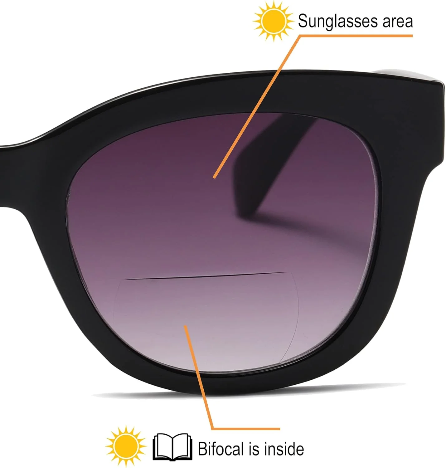 عینک آفتابی دو دید زنانه، عینک مطالعه آفتابی 3 عددی UV400 با لولای فنری