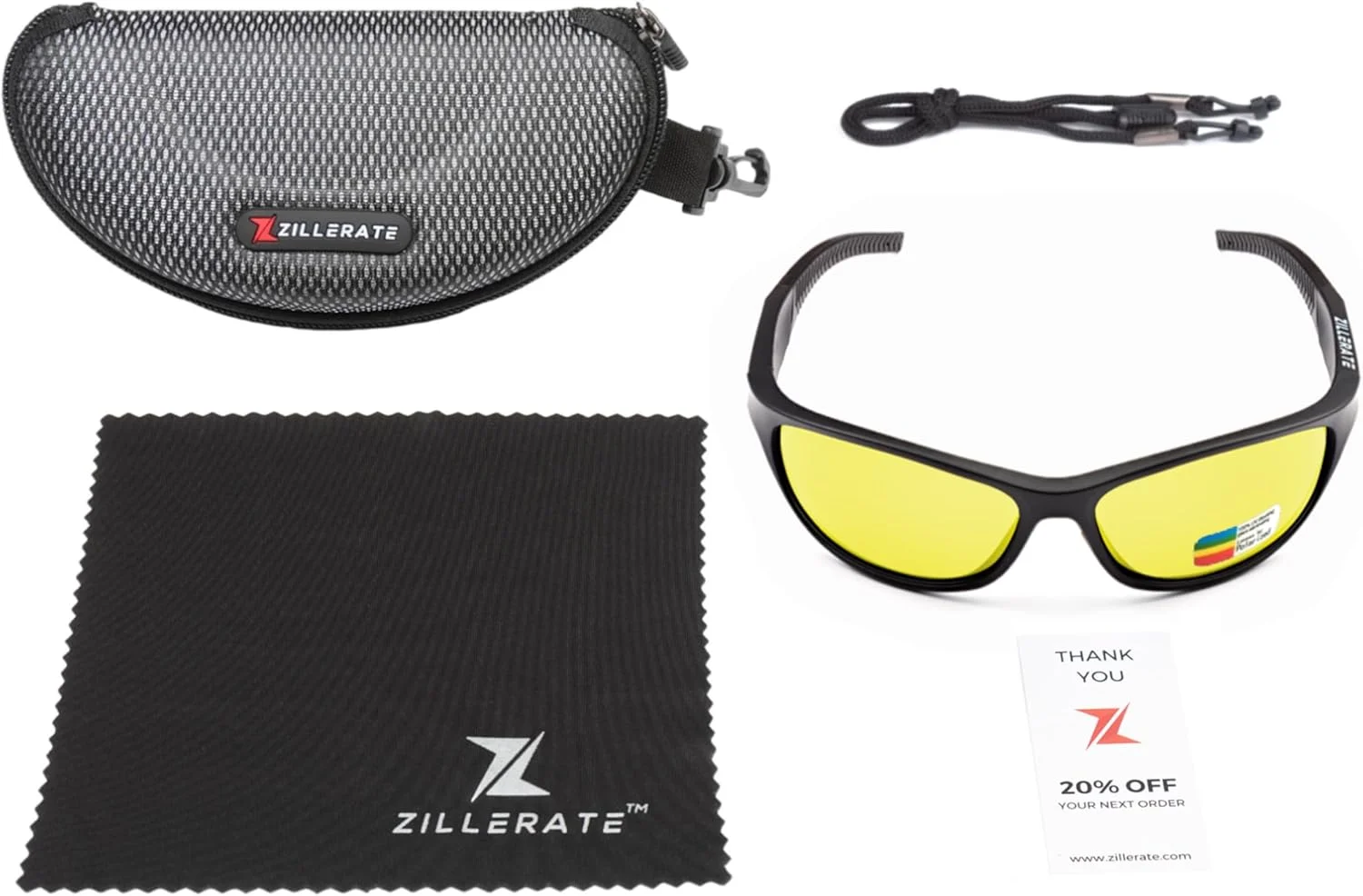 عینک رانندگی در شب ZILLERATE ضد تابش نور - لنزهای پلاریزه نورهای خیره کننده چراغ های جلو را فیلتر می کنند، مناسب آقایان و بانوان، لنز دید HD با رنگ زرد، فریم TR90 سبک و راحت، لوازم جانبی و کیف سخت شیک عینک رانندگی در شب ZILLERATE ضد تابش نور - لنزهای پلاریزه نورهای خیره کننده چراغ های جلو را فیلتر می کنند، مناسب آقایان و بانوان، لنز دید HD با رنگ زرد، فریم TR90 سبک و راحت، لوازم جانبی و کیف سخت شیک