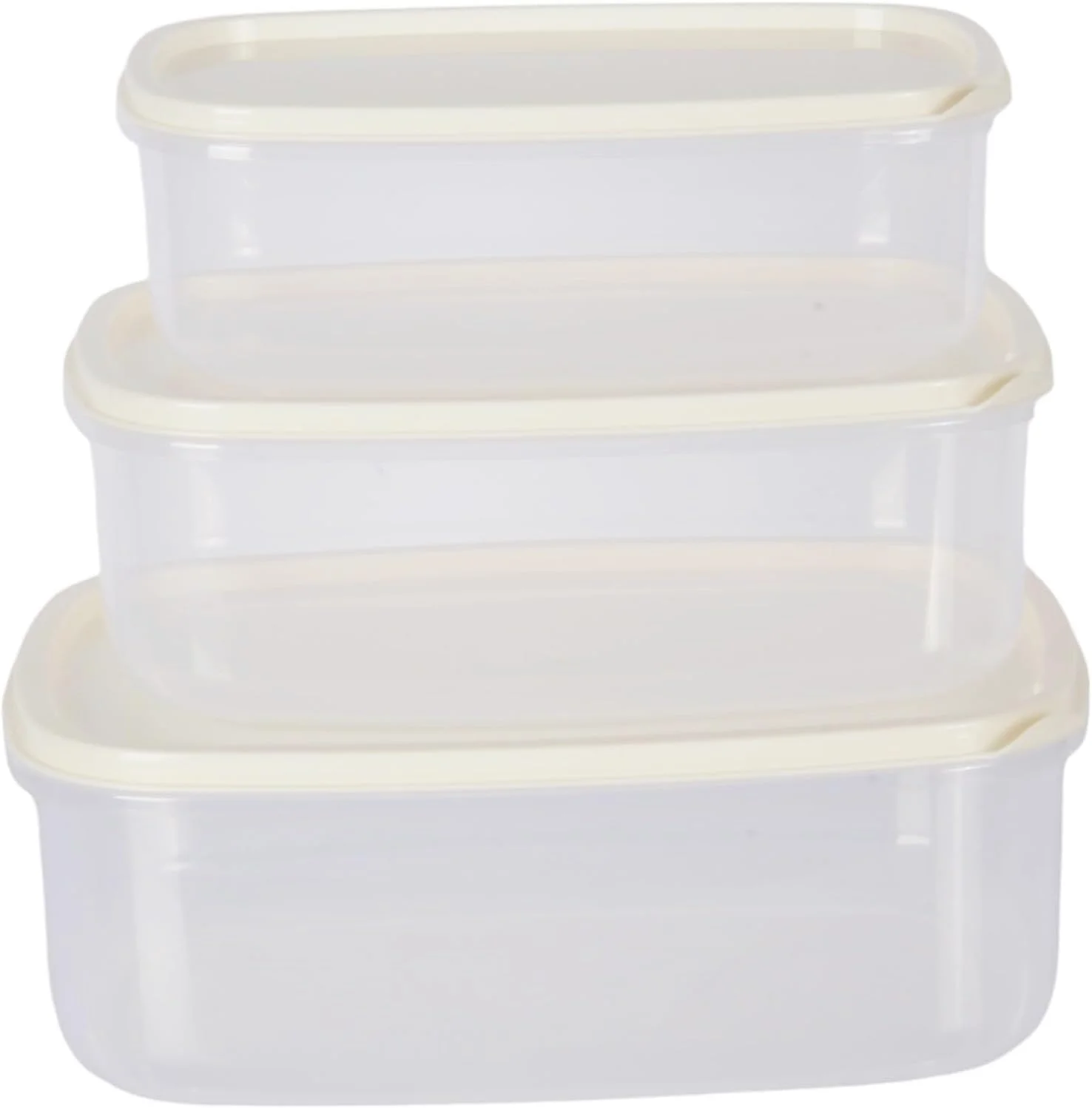 Jolie Max 3pcs Rectangle Food Storage Container Set with Lid. Airtight Plastic Kitchen Storage Box. Microwave, Freezer & Dishwasher Safe. Space Saving, Leakproof, BPA Free Storage Set. (Cream) Jolie Max 3pcs Rectangle Food Storage Container Set with Lid. Airtight Plastic Kitchen Storage Box. Microwave, Freezer & Dishwasher Safe. Space Saving, Leakproof, BPA Free Storage Set. (Cream)