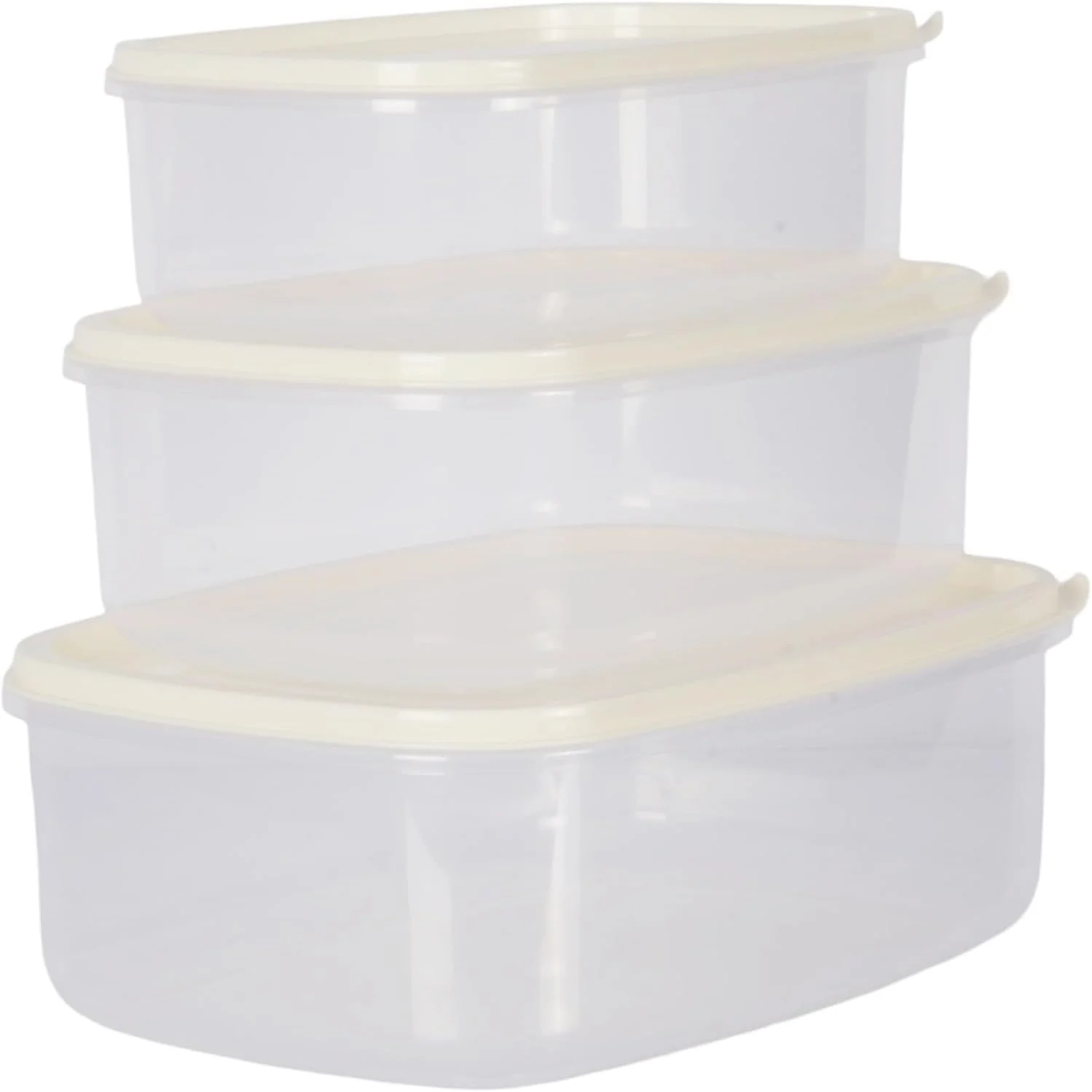 Jolie Max 3pcs Rectangle Food Storage Container Set with Lid. Airtight Plastic Kitchen Storage Box. Microwave, Freezer & Dishwasher Safe. Space Saving, Leakproof, BPA Free Storage Set. (Cream) Jolie Max 3pcs Rectangle Food Storage Container Set with Lid. Airtight Plastic Kitchen Storage Box. Microwave, Freezer & Dishwasher Safe. Space Saving, Leakproof, BPA Free Storage Set. (Cream)