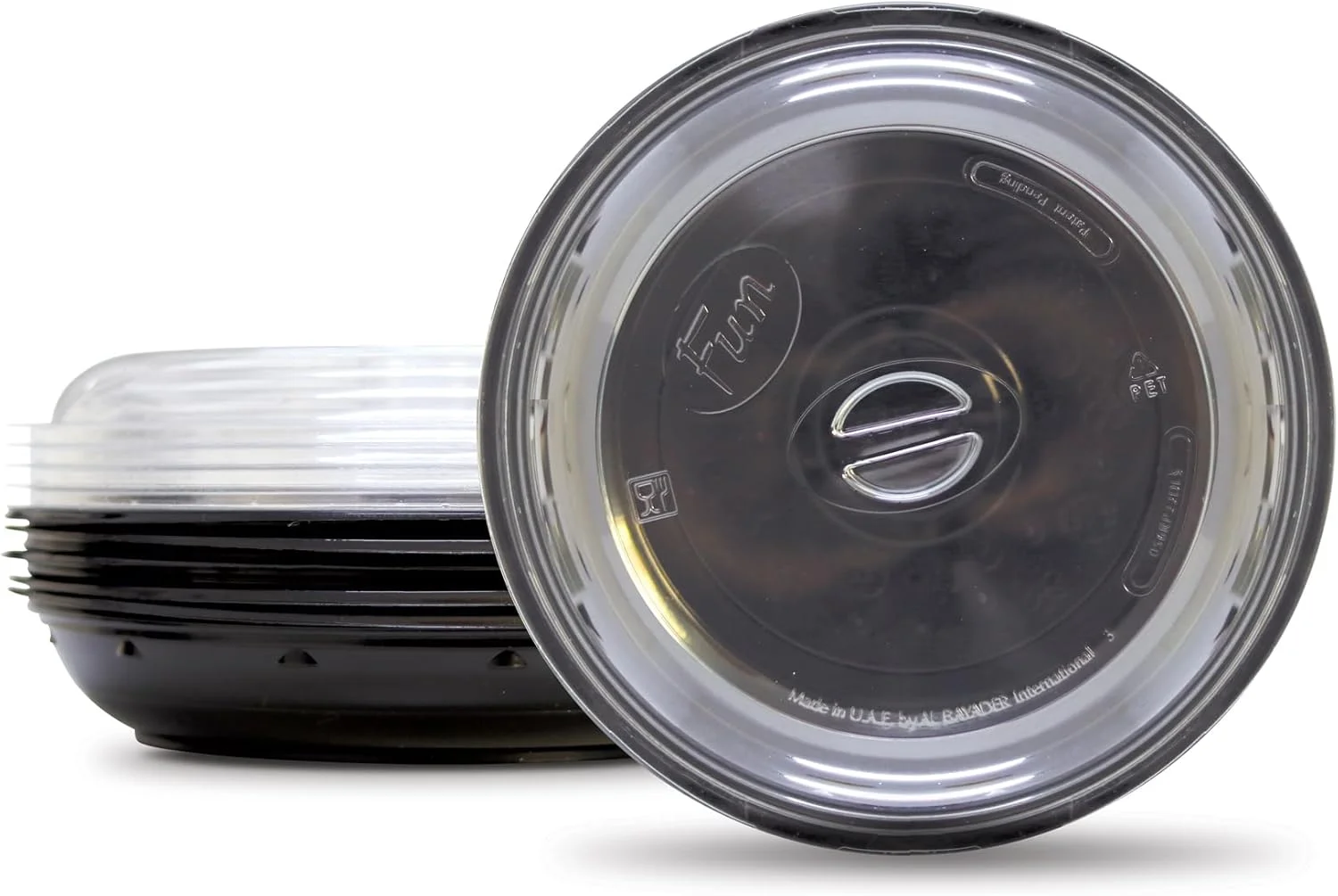 ظرف غذای گرد مشکی یکبار مصرف چند منظوره و کاربردی فان با درب - بسته 5 عددی - 24 اونس