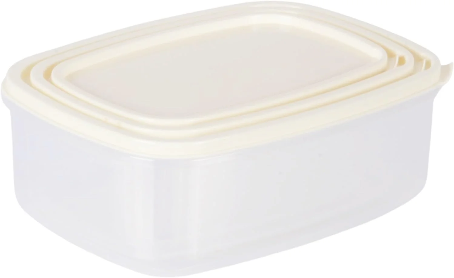 Jolie Max 3pcs Rectangle Food Storage Container Set with Lid. Airtight Plastic Kitchen Storage Box. Microwave, Freezer & Dishwasher Safe. Space Saving, Leakproof, BPA Free Storage Set. (Cream) Jolie Max 3pcs Rectangle Food Storage Container Set with Lid. Airtight Plastic Kitchen Storage Box. Microwave, Freezer & Dishwasher Safe. Space Saving, Leakproof, BPA Free Storage Set. (Cream)