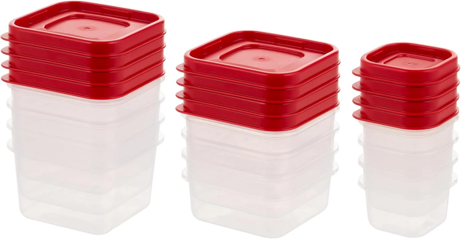IRIS USA Meal Prep Containers, Assorted Sizes - 12 Piece, Food Storage Containers With Lids, To Go Take Out Plastic Food Storage, Food Prep, Microwave Dishwasher Freezer Safe, BPA Free, Clear/Red IRIS USA Meal Prep Containers, Assorted Sizes - 12 Piece, Food Storage Containers With Lids, To Go Take Out Plastic Food Storage, Food Prep, Microwave Dishwasher Freezer Safe, BPA Free, Clear/Red