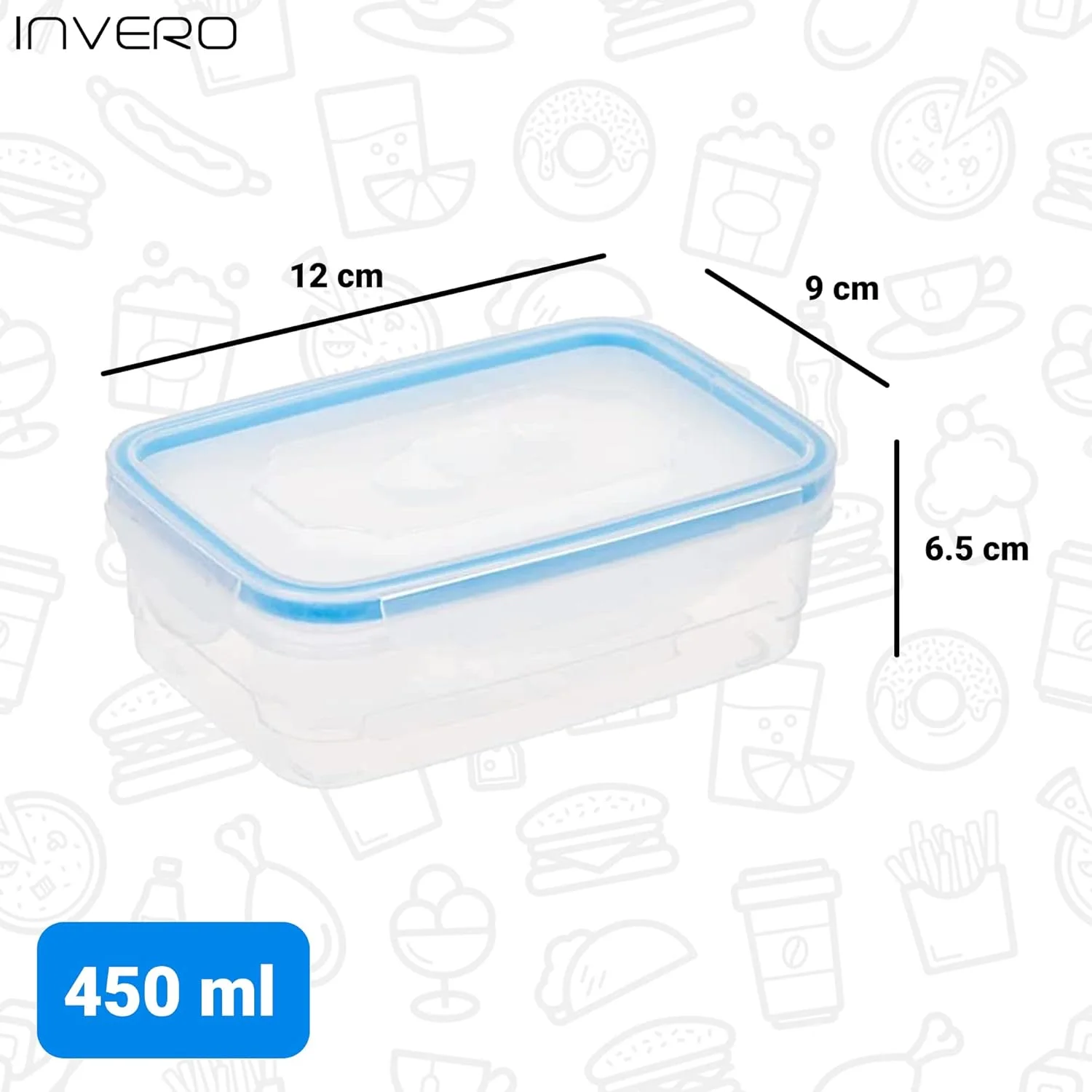 ست 6 تایی ظروف نگهداری غذا Invero با درب قفل دار گیره ای 450 میلی لیتری دارای دریچه بخار - ضد نشت، قابل استفاده در مایکروویو، فریزر و ماشین ظرفشویی - ایده آل برای ناهار، سالاد، کیک، شام و غیره ست 6 تایی ظروف نگهداری غذا Invero با درب قفل دار گیره ای 450 میلی لیتری دارای دریچه بخار - ضد نشت، قابل استفاده در مایکروویو، فریزر و ماشین ظرفشویی - ایده آل برای ناهار، سالاد، کیک، شام و غیره