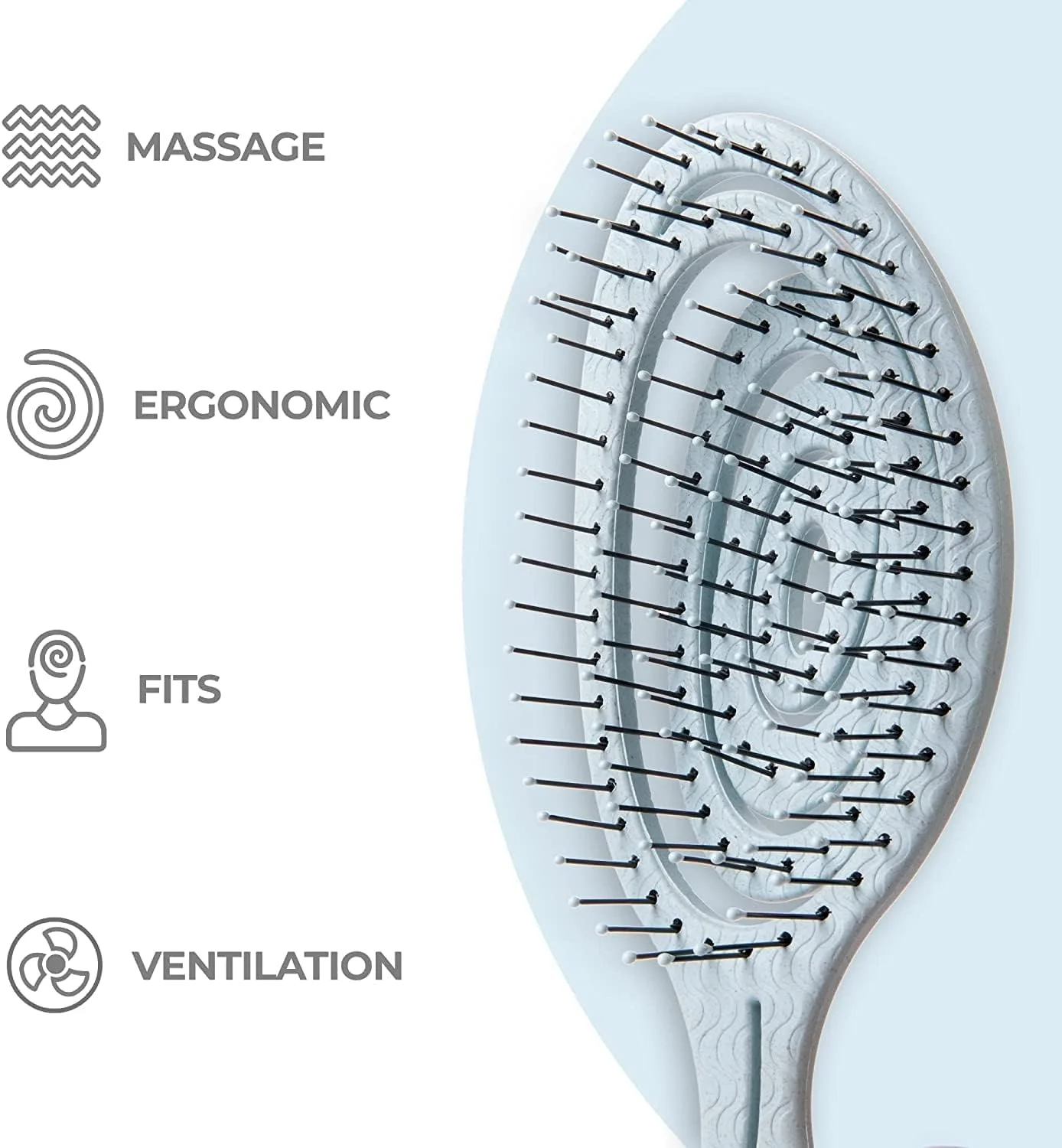 برس باز کننده گره مو نینابلا - برس موی فر و مجعد مرطوب - ضد شکستگی و باز کننده گره برای اکستنشن موی زنانه - طراحی مارپیچی ارگونومیک - آبی روشن