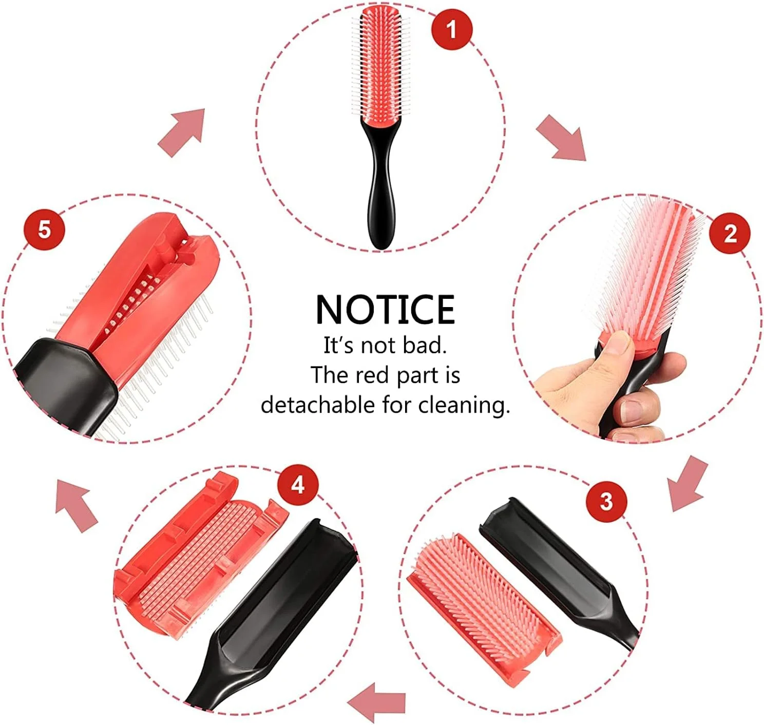 برس حالت دهنده مو ORiTi با 9 ردیف دندانه نایلونی و بالشتک، برس ماساژ مو با پد لاستیکی ضد الکتریسیته ساکن، ابزار حالت دهی مو