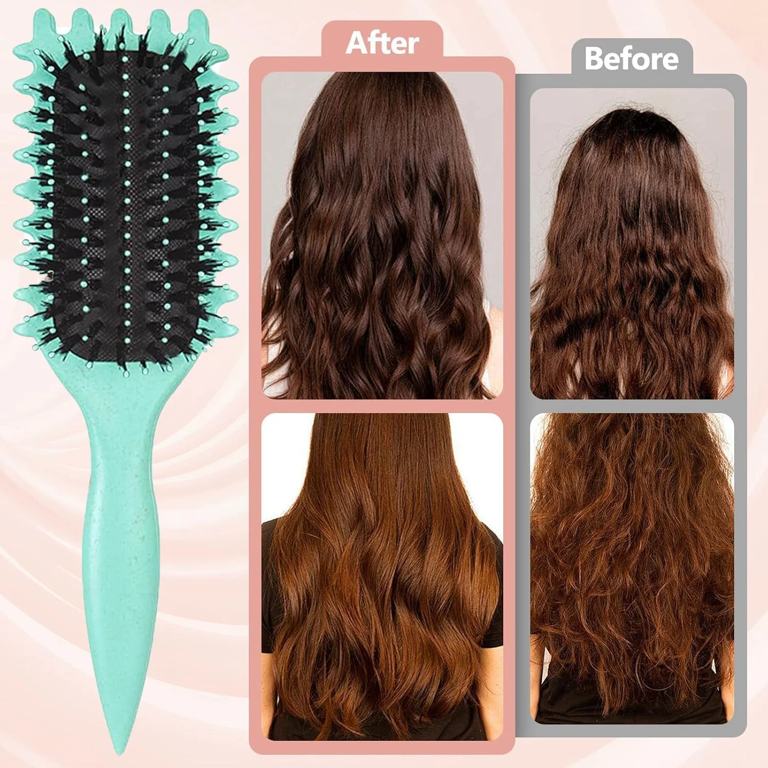 جدیدترین برس حالت دهنده فر، برس حالت دهنده موهای فر، برس حالت دهنده و مشخص کننده فر برای زنان (سبز)