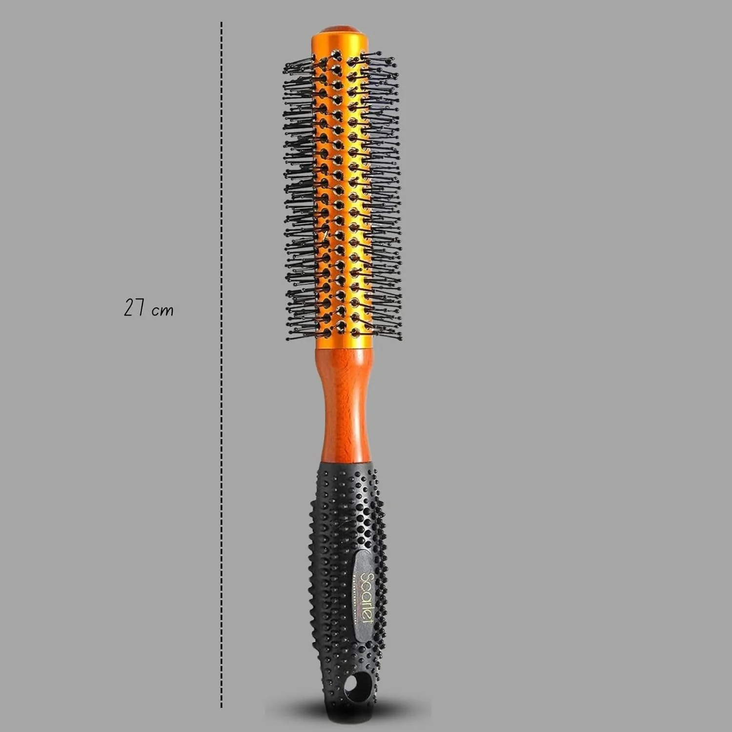 برس مو گرد چوبی حرفه ای Scarlet Line با دسته لاستیکی ضد لغزش برای آقایان و بانوان، طلایی و مشکی برس مو گرد چوبی حرفه ای Scarlet Line با دسته لاستیکی ضد لغزش برای آقایان و بانوان، طلایی و مشکی