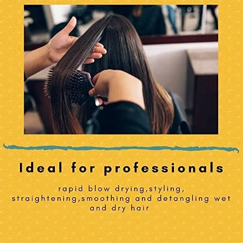 برس مو پدالی متوسط حرفه ای Scarlet Line با موهای مقاوم در برابر حرارت و دسته چوبی ضد الکتریسیته ساکن، برس پدالی خشک کننده و حالت دهنده سریع مو برای آقایان و خانم ها، رنگ مشکی، لوکس