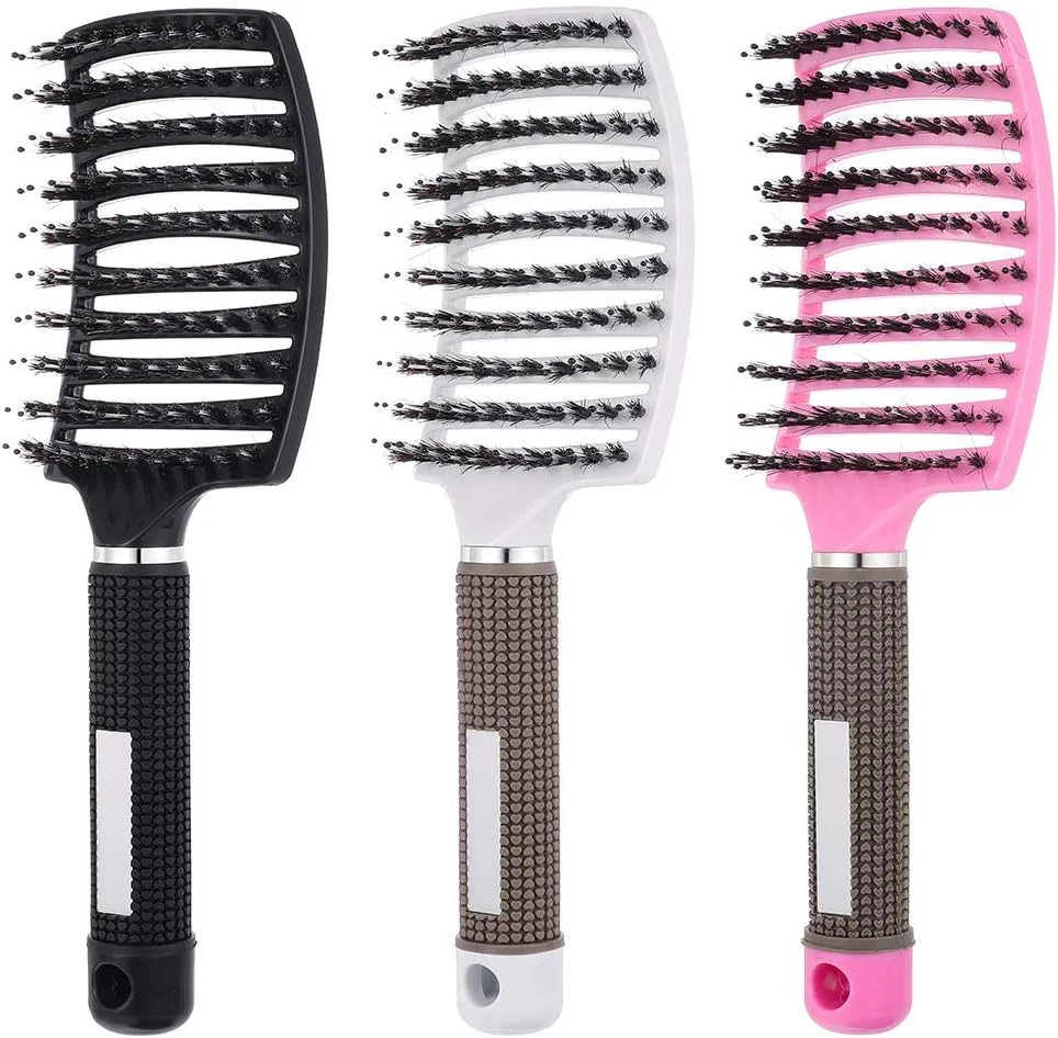 مجموعه ۳ عددی برس مو umorismo، برس منحنی تهویه دار، برس باز کننده گره مو، برس حالت دهنده مو برای موهای طبیعی، فر، صاف، مرطوب یا خشک