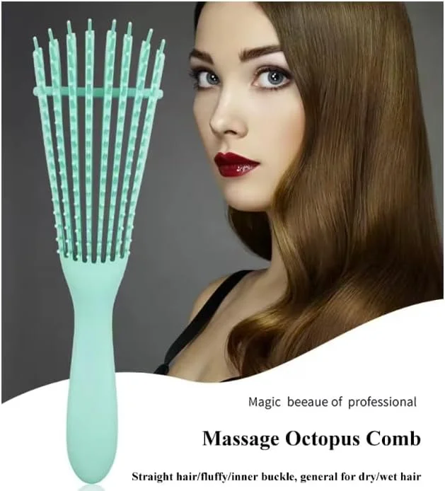 برس باز کننده گره مو تاپ مد ETS، برس موی فر پلاستیکی قابل تنظیم (مشکی)