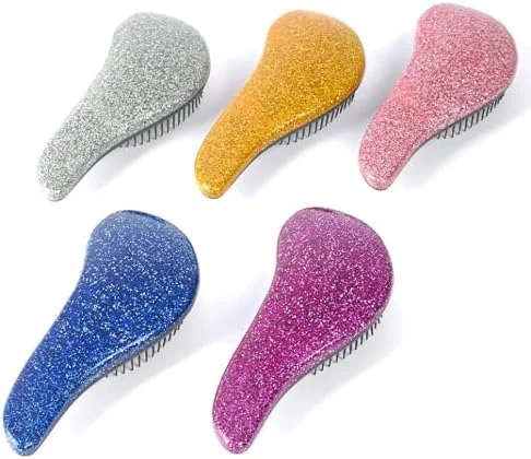 برس باز کننده گره مو ویتا شارکز - برس باز کننده مو برای زنان، دختران و کودکان برای باز کردن گره موهای خیس، نازک، فر، ضخیم، آفریقایی و بلند - اکلیلی آبی، بنفش، نقره ای و صورتی (اکلیل زرد)