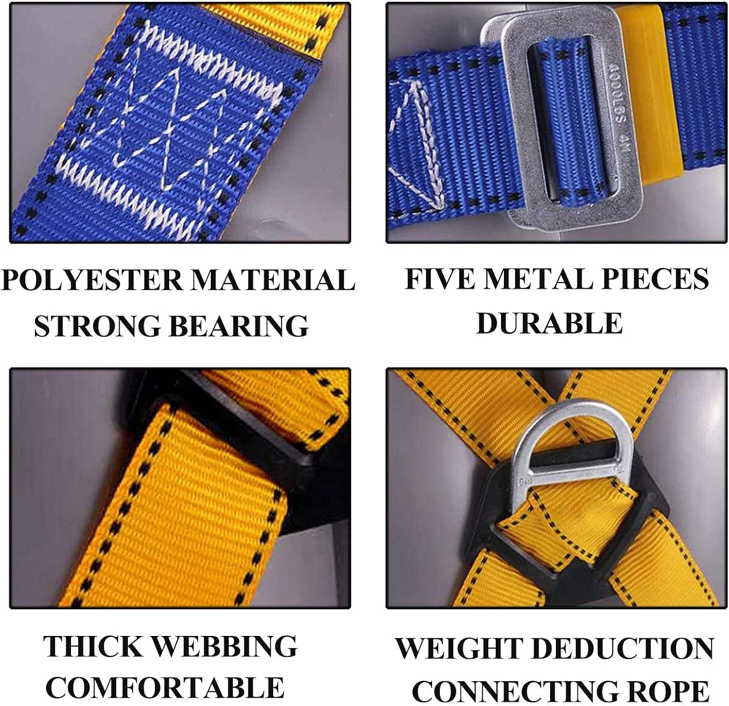 کیت مهار ایمنی سقوط، هارنس ایمنی تمام بدن برای صعود با قلاب، کیت های محافظ شخصی قابل تنظیم (2 متری) زندگی جالب