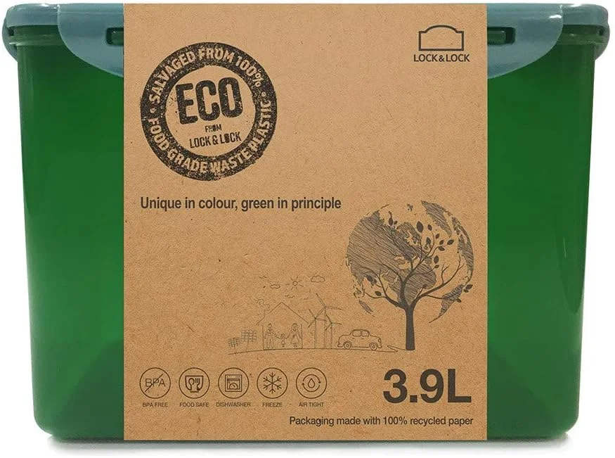 ظرف غذای مستطیلی 3.9 لیتری LocknLock Eco به همراه روکش بیرونی سازگار با محیط زیست