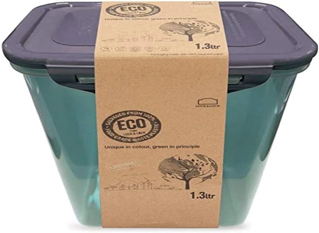ظرف غذای مستطیلی لاک اند لاک مدل Eco با ظرفیت 1.3 لیتر به همراه روکش بیرونی Eco