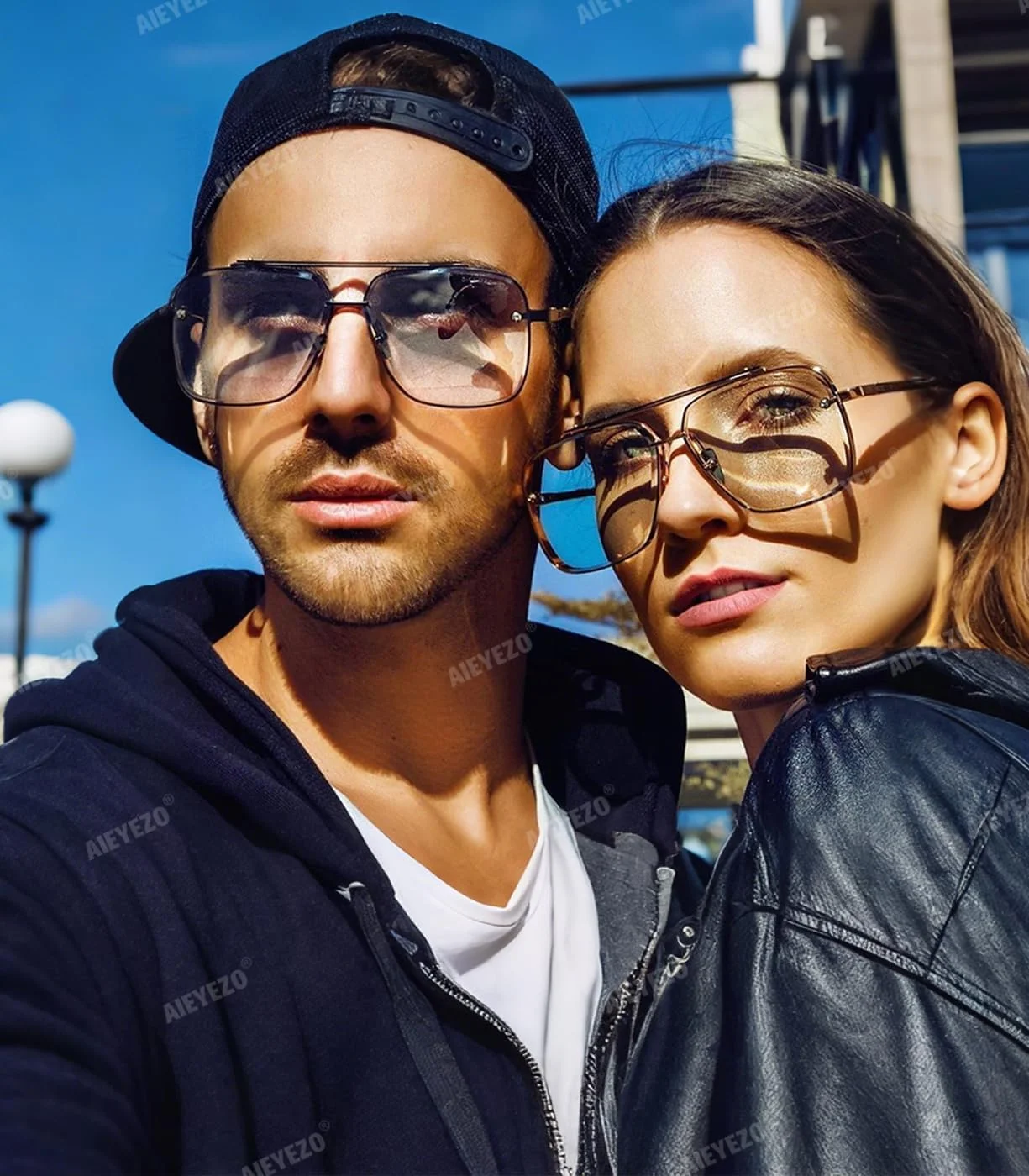 عینک آفتابی مربعی آینه ای مدرن AIEYEZO مردانه زنانه، مد روز، بزرگ، خلبانی، سایه روشن
