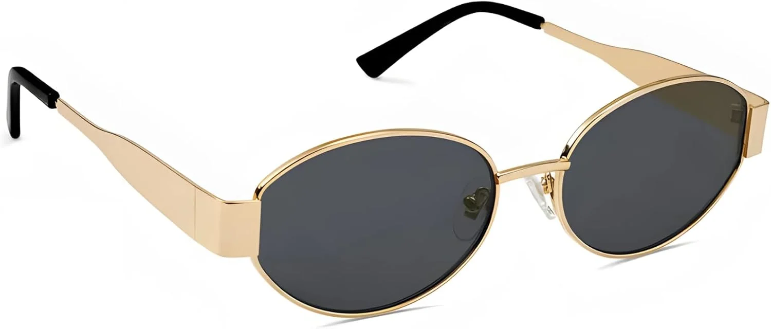 عینک آفتابی بیضی رترو 4Flaunt برای زنان و مردان | عینک آفتابی فلزی بادوام و شیک با لنزهای محافظ UV 400
