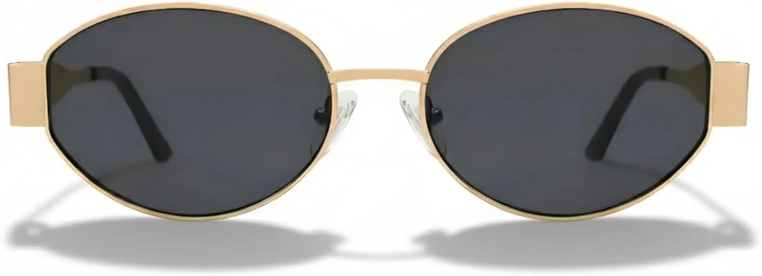 عینک آفتابی بیضی رترو 4Flaunt برای زنان و مردان | عینک آفتابی فلزی بادوام و شیک با لنزهای محافظ UV 400